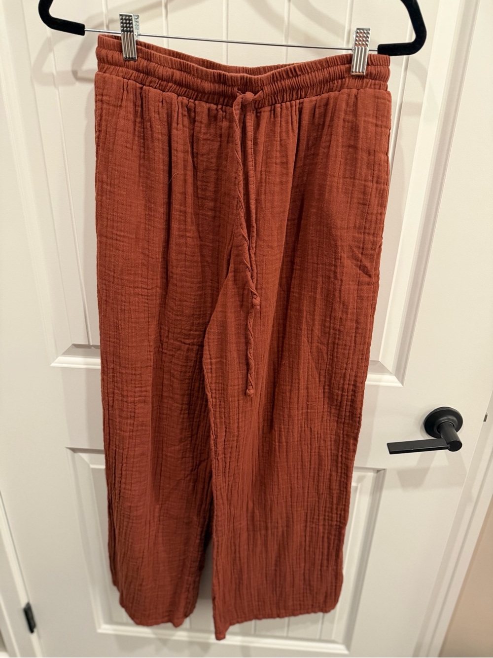 Lotus and Luna Rust Cotton Gauze Wide-Leg Pants Size Large